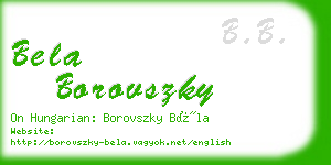 bela borovszky business card